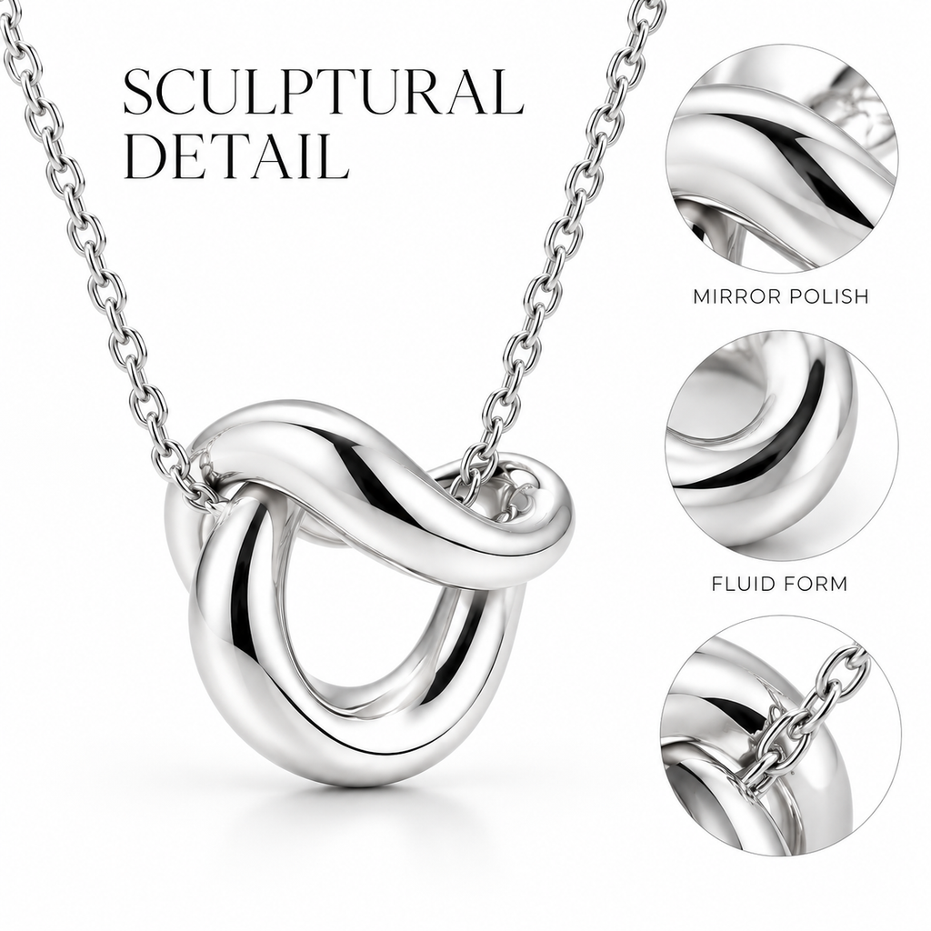 Fluid Connection Sculptural Silver Necklace