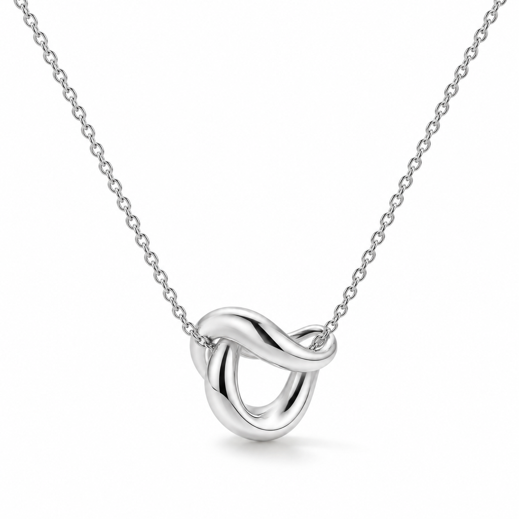 Fluid Connection Sculptural Silver Necklace