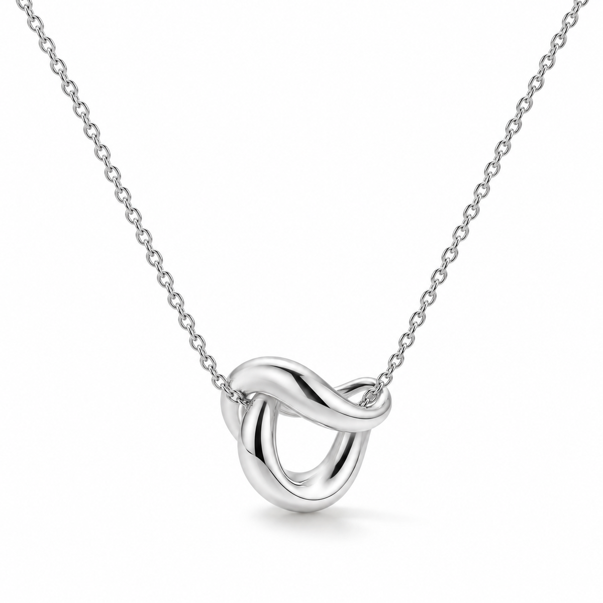 Fluid Connection Sculptural Silver Necklace