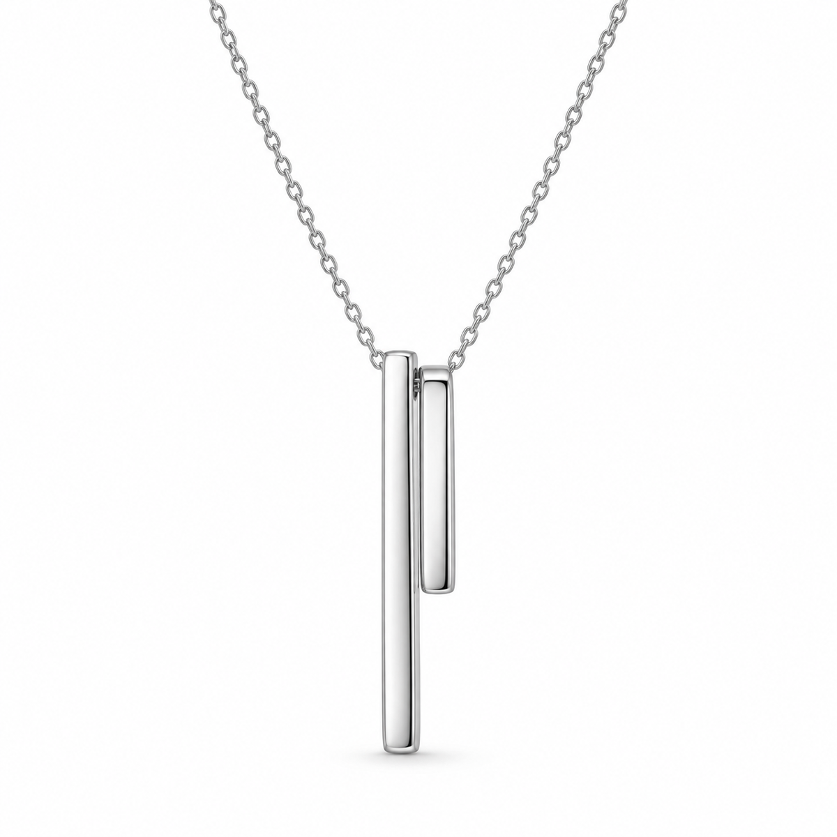 Linear Balance Silver Bar Pendant Necklace