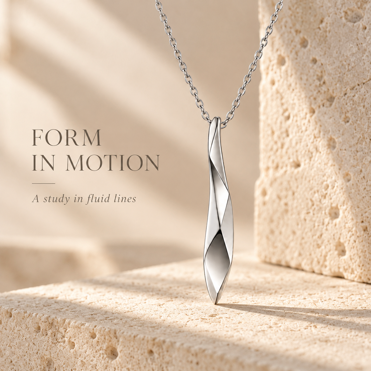Fluid Twist Sculptural Silver Necklace