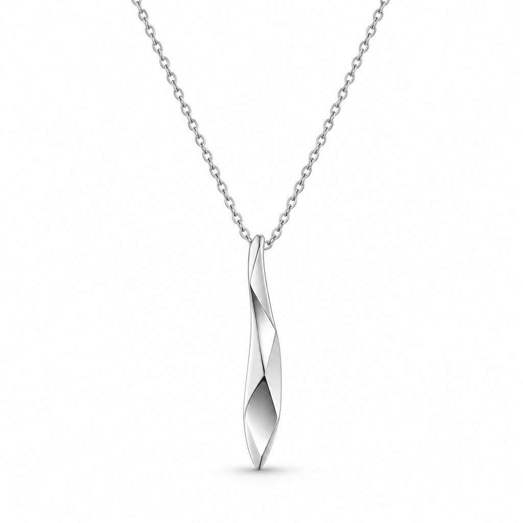 Fluid Twist Sculptural Silver Necklace