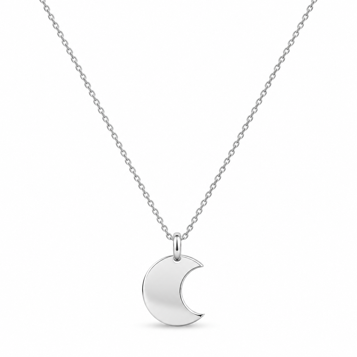 Lunar Form Silver Crescent Moon Necklace