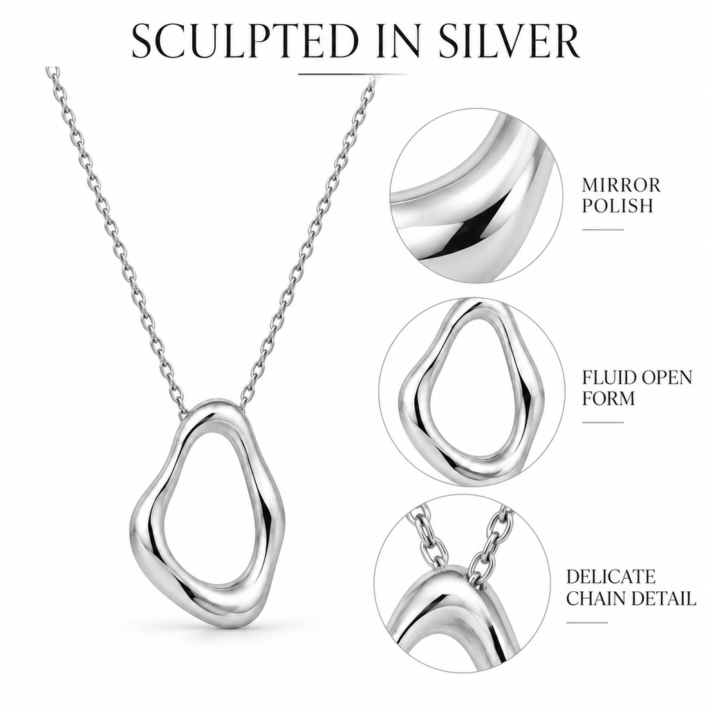 Organic Form Silver Pendant Necklace