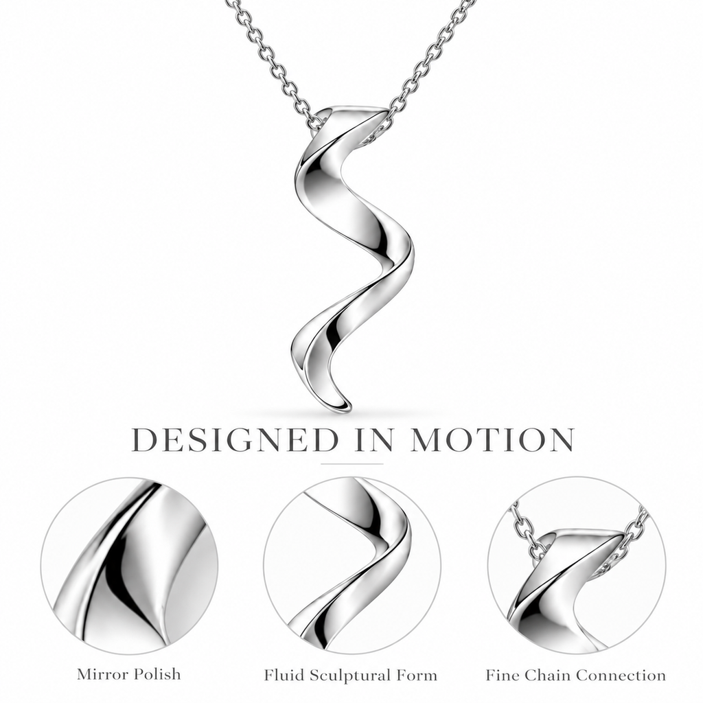 Sculpted Motion Silver Pendant Necklace