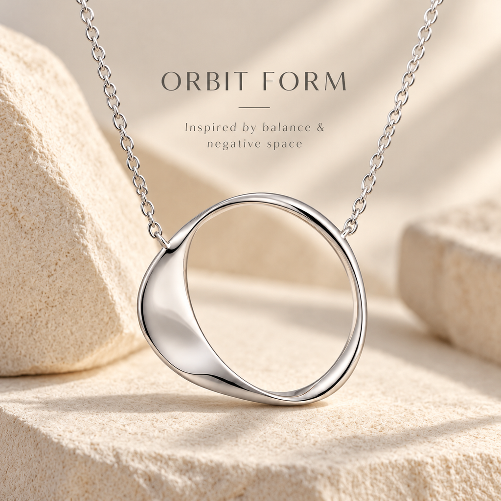 Orbit Form Silver Pendant Necklace