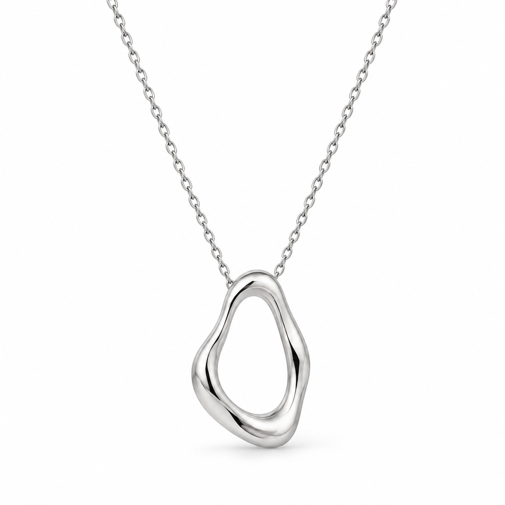 Organic Form Silver Pendant Necklace