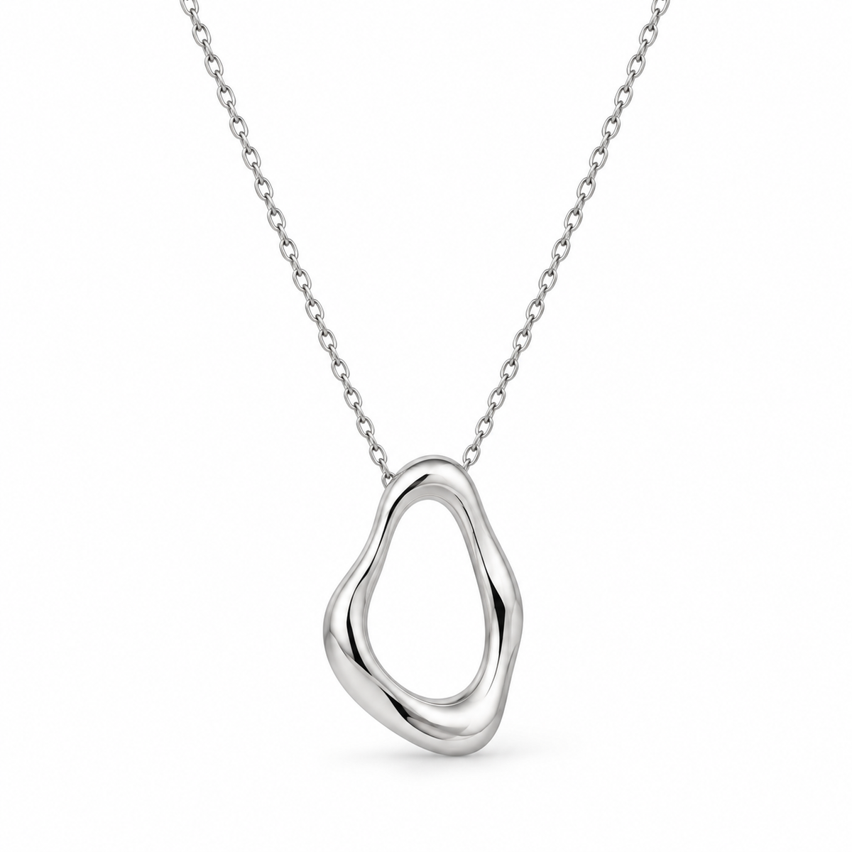 Organic Form Silver Pendant Necklace