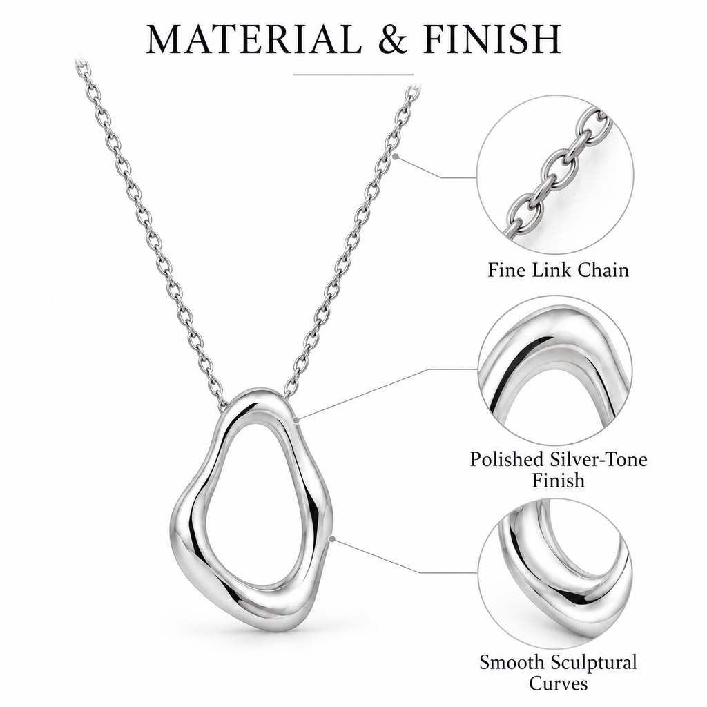 Organic Form Silver Pendant Necklace