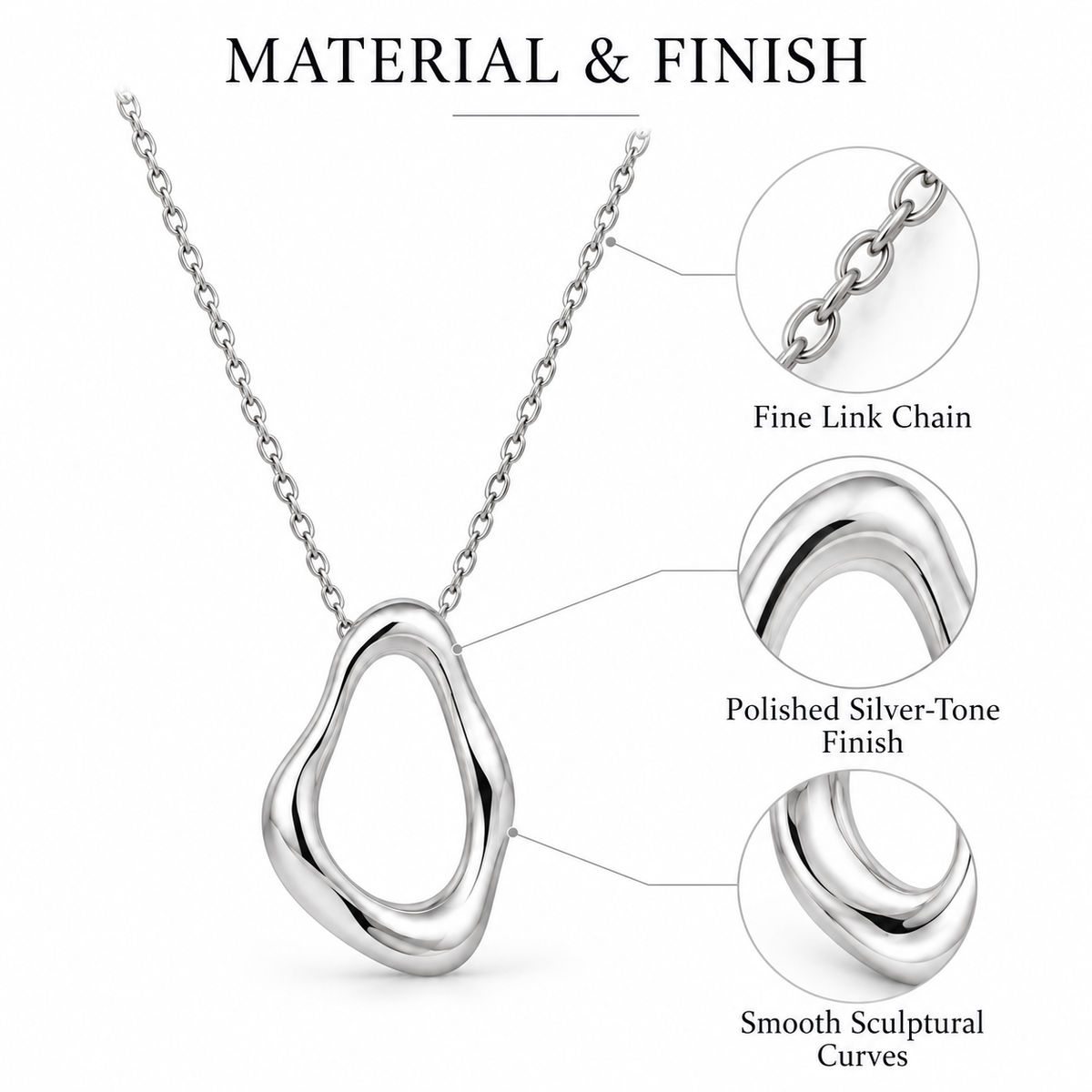 Organic Form Silver Pendant Necklace