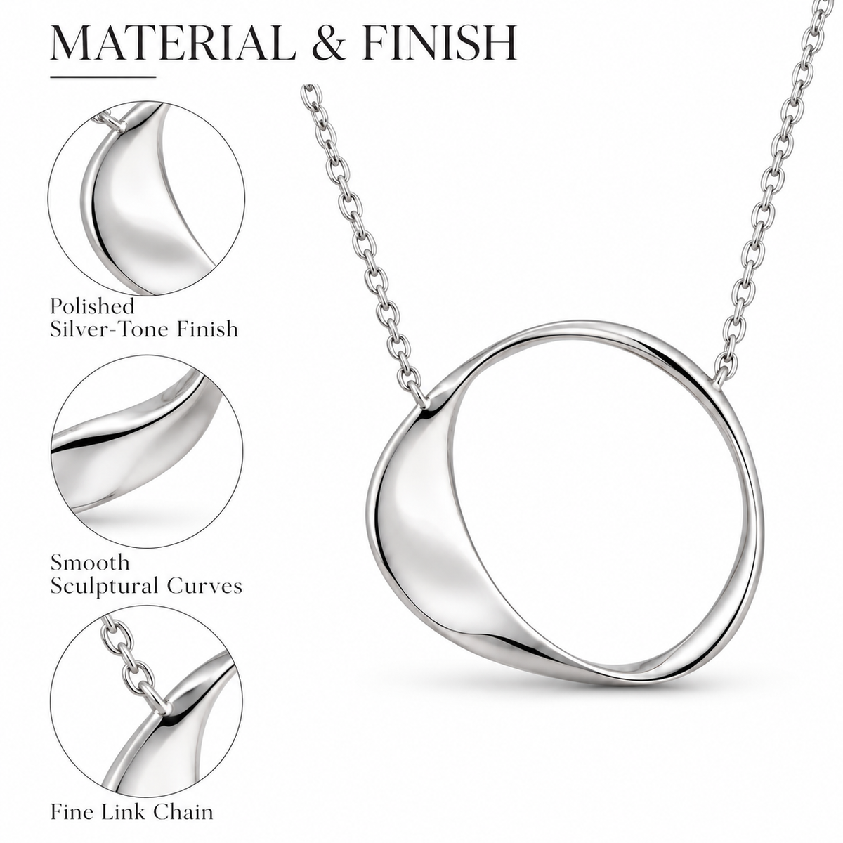 Orbit Form Silver Pendant Necklace
