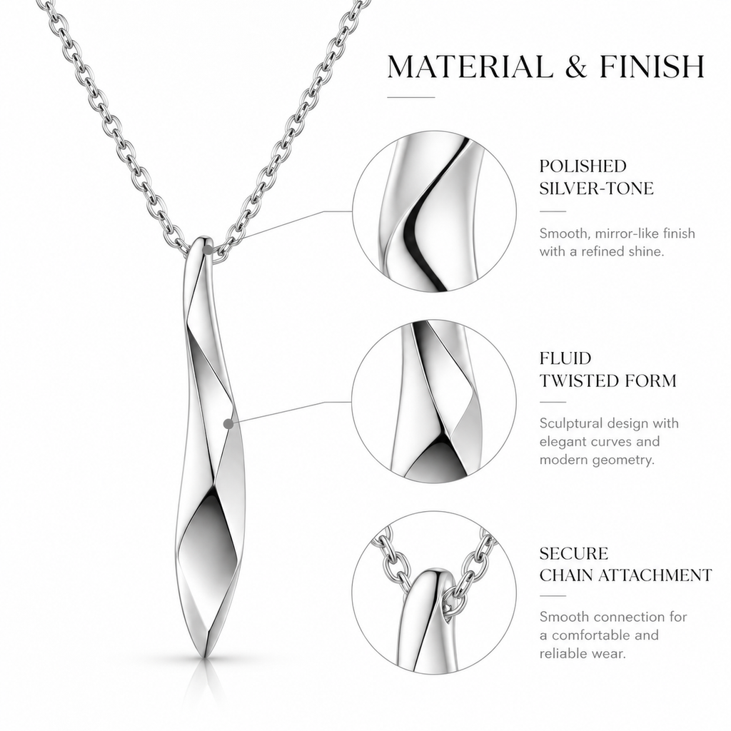 Fluid Twist Sculptural Silver Necklace