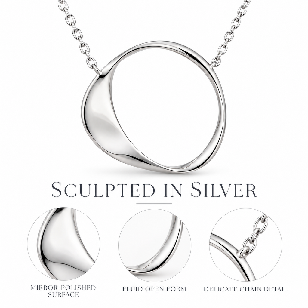 Orbit Form Silver Pendant Necklace