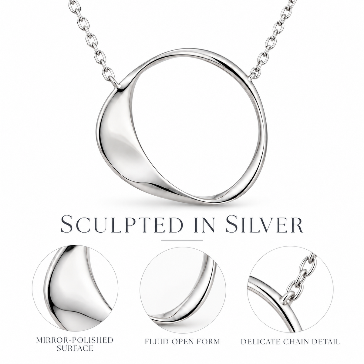 Orbit Form Silver Pendant Necklace